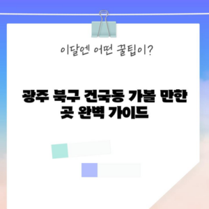 광주 북구 건국동 가볼 만한 곳 완벽 가이드