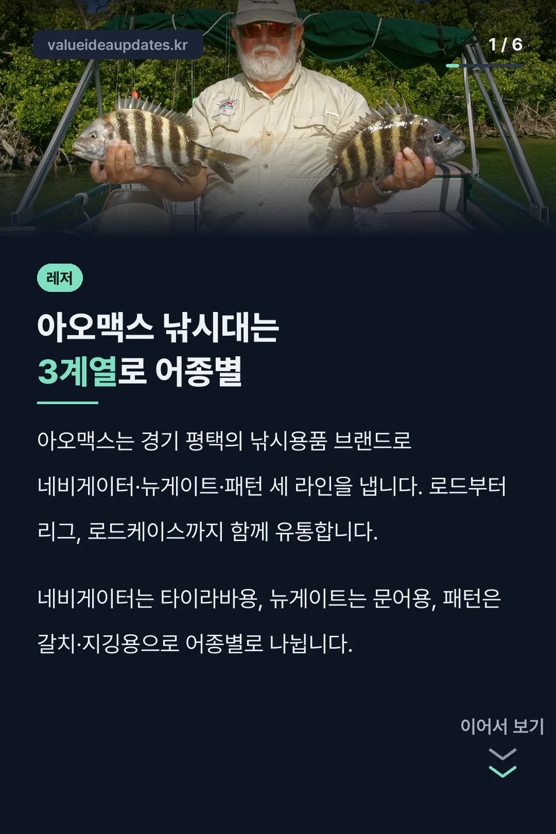 아오맥스 낚시대는 3계열로 어종별