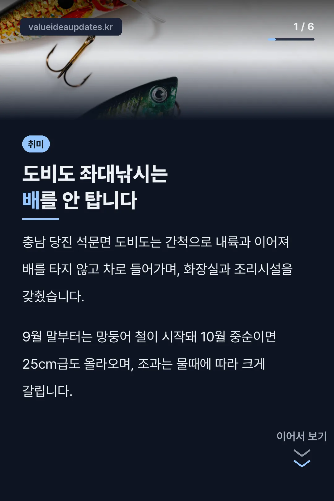 도비도 좌대낚시는 배를 안 탑니다
