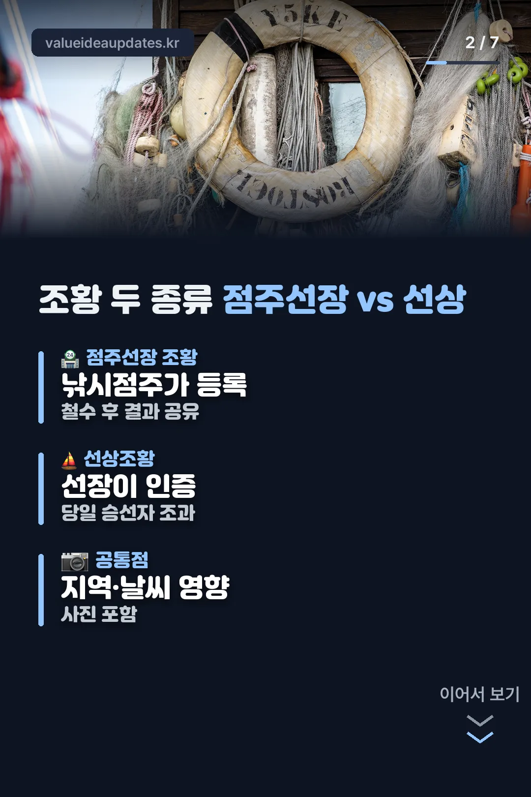 점주선장 vs 선상조황 비교